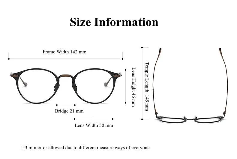Chashma Ottica Unisex Full Rim Round Titanium Eyeglasses 3112