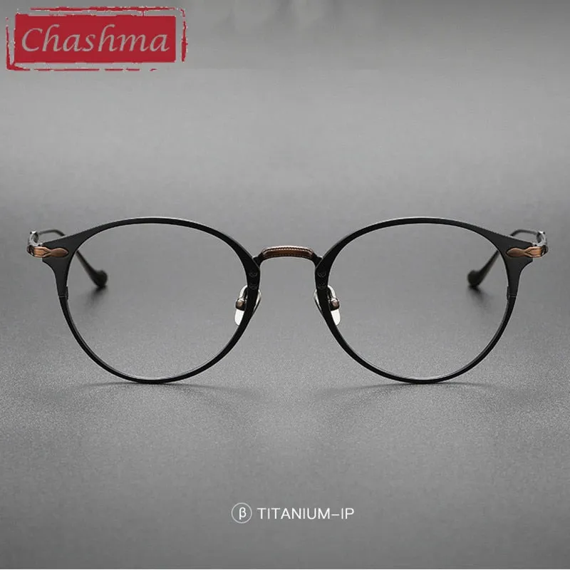 Chashma Ottica Unisex Full Rim Round Titanium Eyeglasses 3112