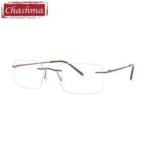 Chashma Ottica Unisex Rimless Customized Shape Lens Square Titanium Eyeglasses 8009