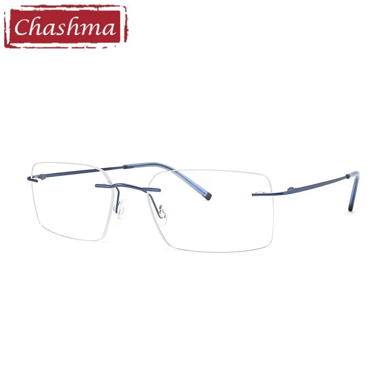 Chashma Ottica Unisex Rimless Customized Shape Lens Square Titanium Eyeglasses 8009