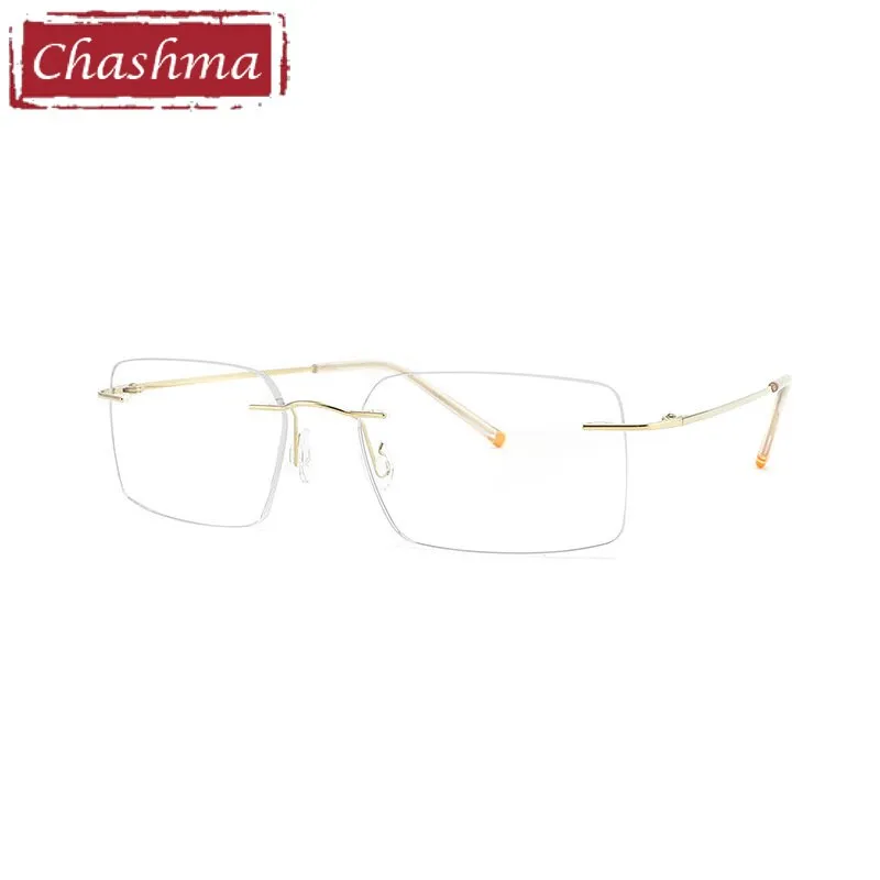 Chashma Ottica Unisex Rimless Customized Shape Lens Square Titanium Eyeglasses 8009