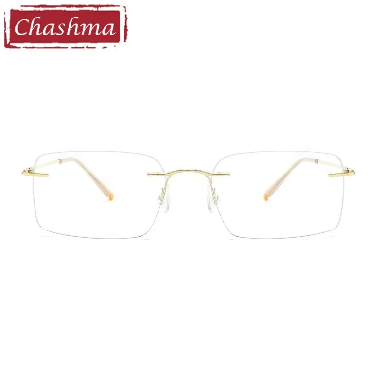 Chashma Ottica Unisex Rimless Customized Shape Lens Square Titanium Eyeglasses 8009