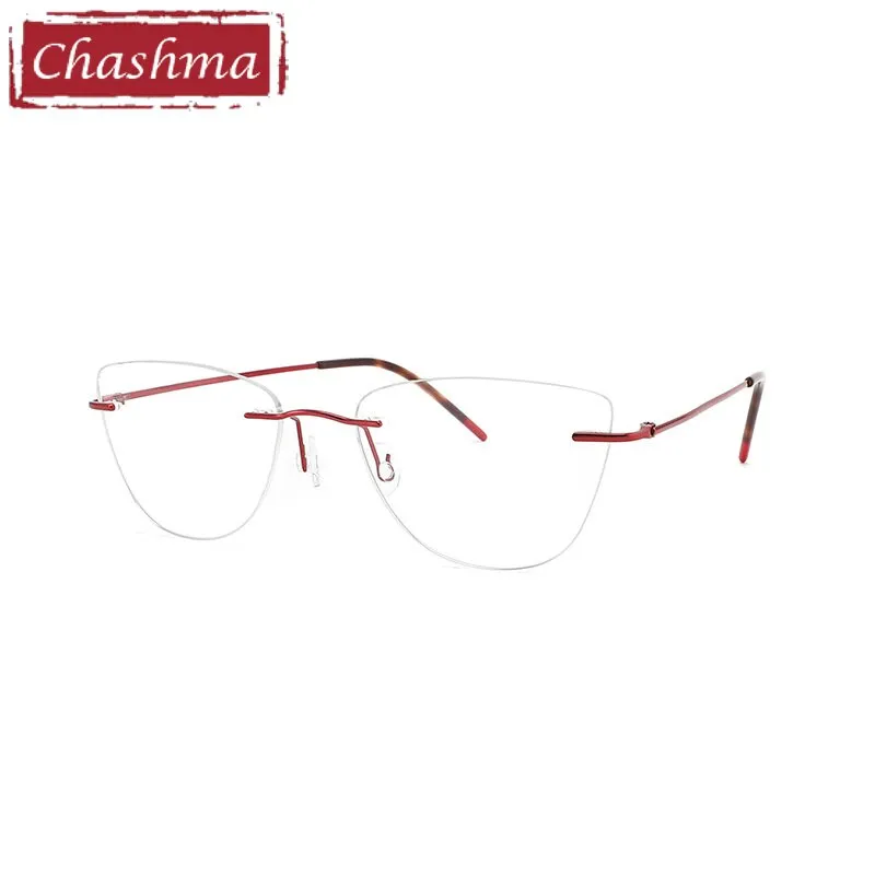 Chashma Ottica Unisex Rimless Rounded Square Cat Eye Titanium Eyeglasses 9016