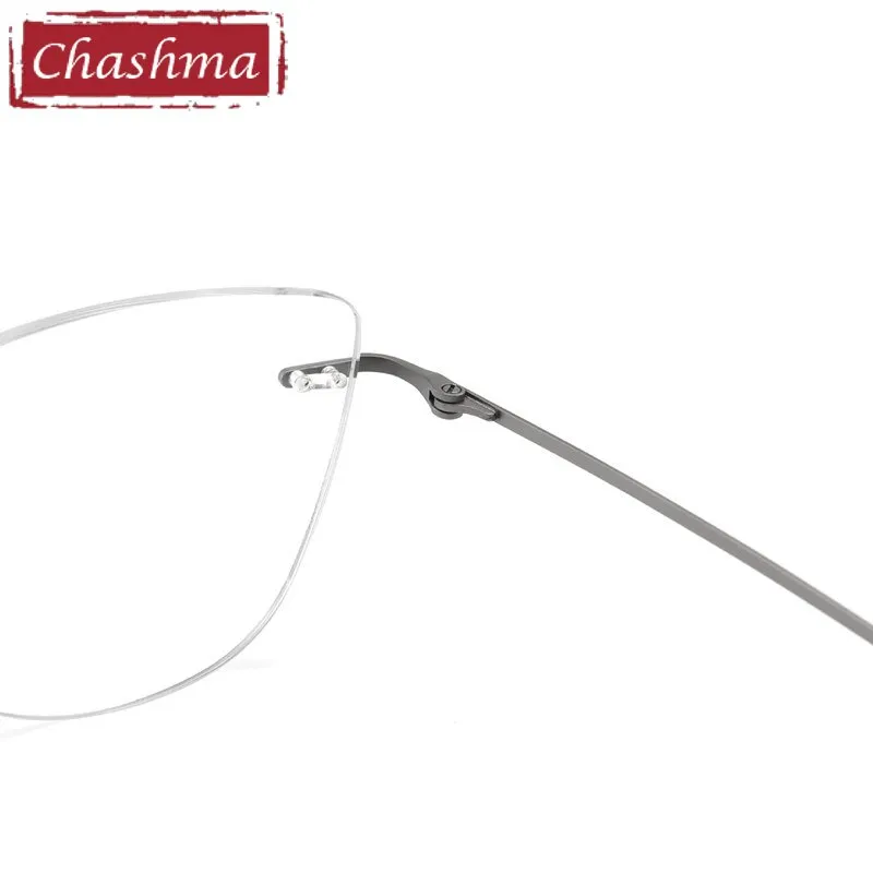 Chashma Ottica Unisex Rimless Rounded Square Cat Eye Titanium Eyeglasses 9016