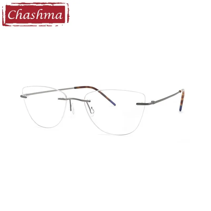 Chashma Ottica Unisex Rimless Rounded Square Cat Eye Titanium Eyeglasses 9016