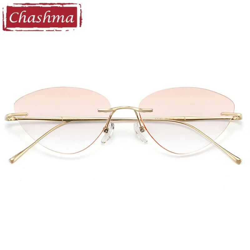 Chashma Ottica Unisex Rimless Triangle Cat Eye Titanium Eyeglasses 632