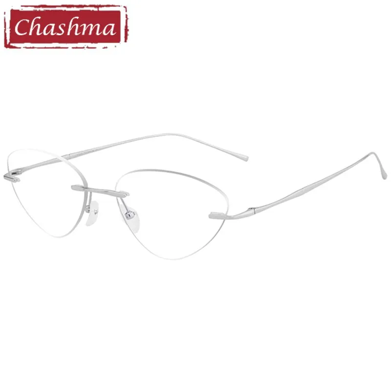 Chashma Ottica Unisex Rimless Triangle Cat Eye Titanium Eyeglasses 632