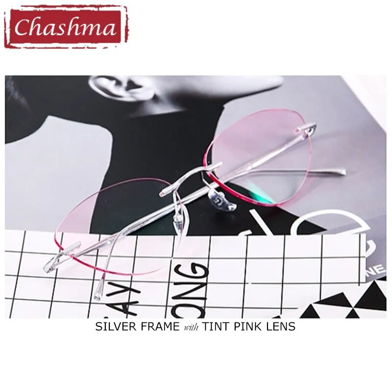 Chashma Ottica Unisex Rimless Triangle Cat Eye Titanium Eyeglasses 632