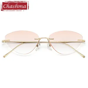 Chashma Ottica Unisex Rimless Triangle Cat Eye Titanium Eyeglasses 632