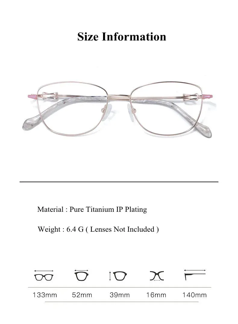 Chashma Ottica Women's Full Rim Square Cat Eye Titanium Eyeglasses 8104