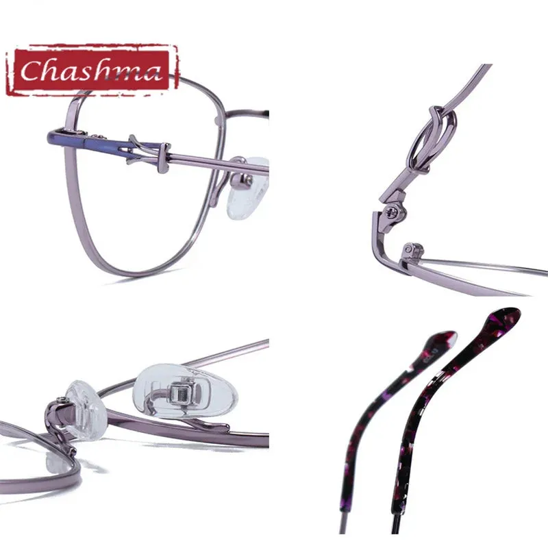 Chashma Ottica Women's Full Rim Square Cat Eye Titanium Eyeglasses 8104