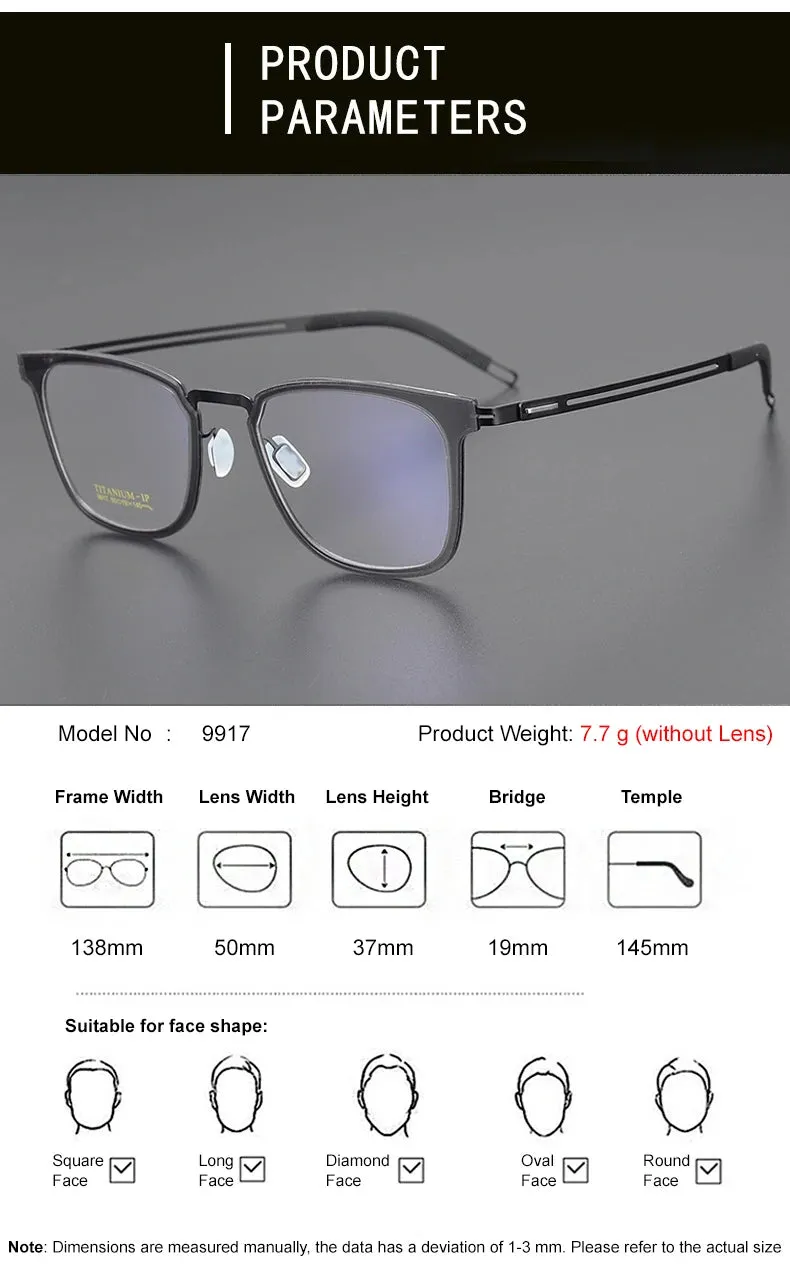 Chashma Unisex Full Rim Square Acetate Titanium Eyeglasses 9917