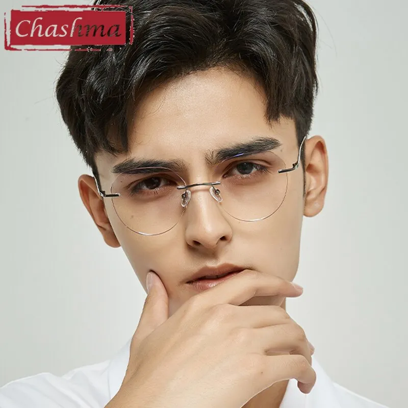 Chashma Unisex Rimless Oval Titanium Eyeglasses 3306-7090