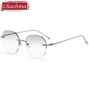 Chashma Unisex Rimless Oval Titanium Eyeglasses 3306-7090