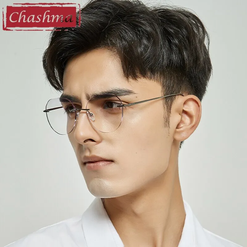 Chashma Unisex Rimless Oval Titanium Eyeglasses 3306-7090