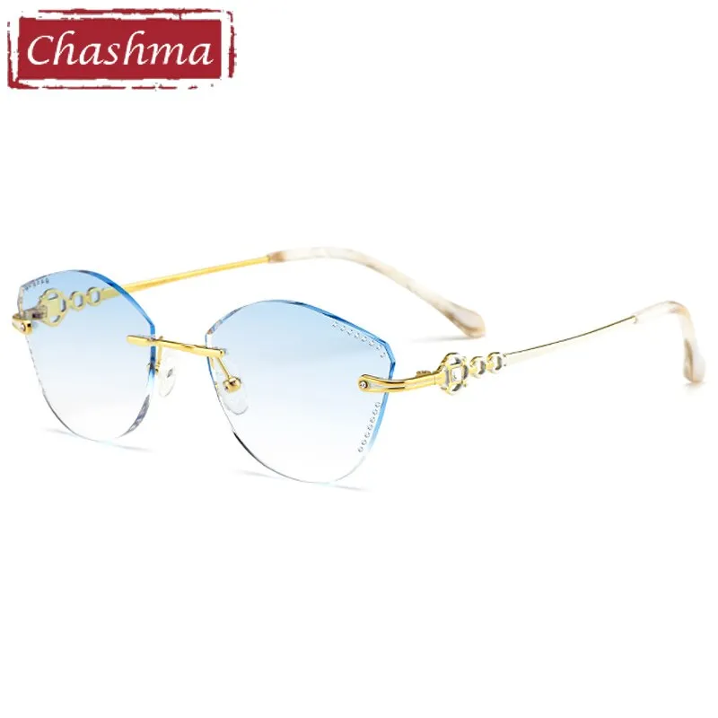 Chashma Women's Rimless Cat Eye Titanium Frame Diamond Cut Eyeglasses 9110