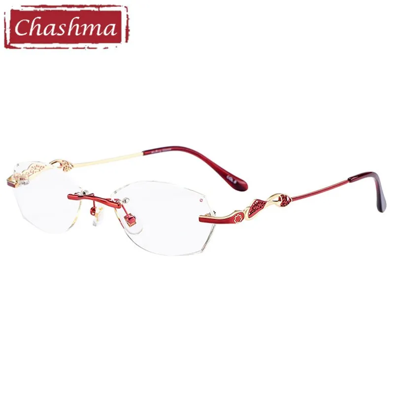 Chashma Women's Rimless Diamond Cut Titanium Oval Frame Eyeglasses 5023