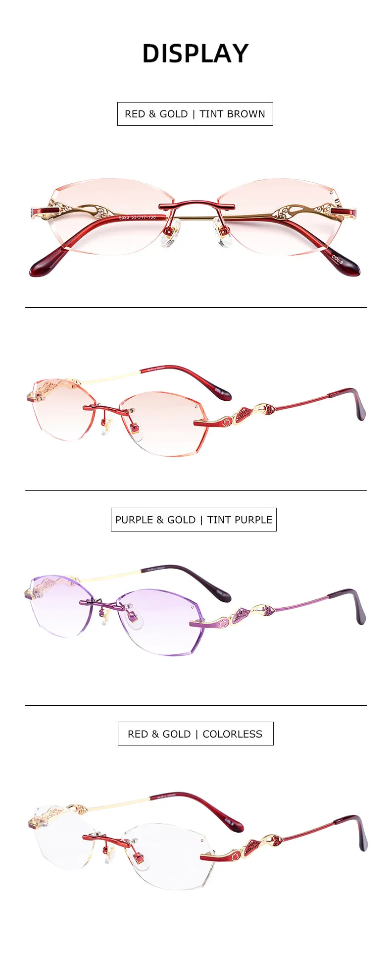 Chashma Women's Rimless Diamond Cut Titanium Oval Frame Eyeglasses 5023