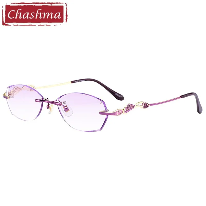 Chashma Women's Rimless Diamond Cut Titanium Oval Frame Eyeglasses 5023