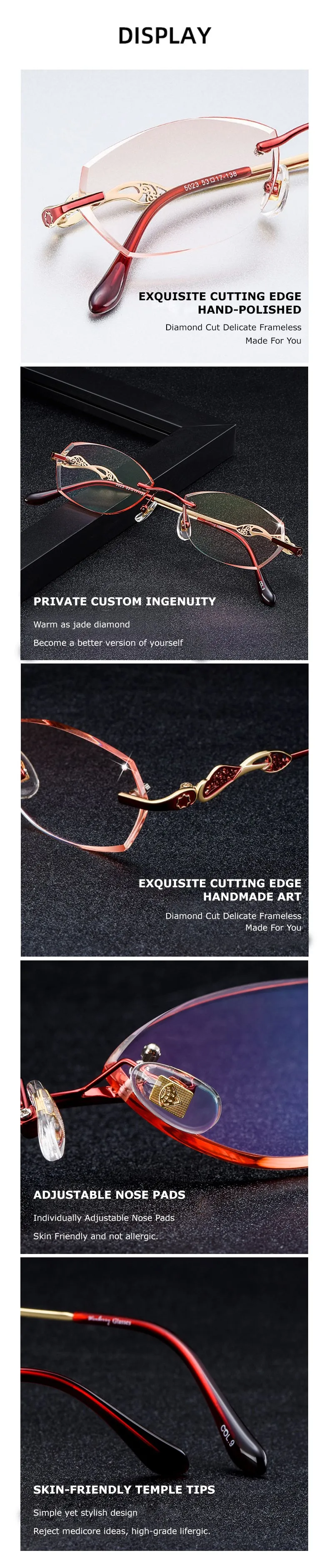 Chashma Women's Rimless Diamond Cut Titanium Oval Frame Eyeglasses 5023