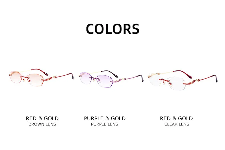 Chashma Women's Rimless Diamond Cut Titanium Oval Frame Eyeglasses 5023