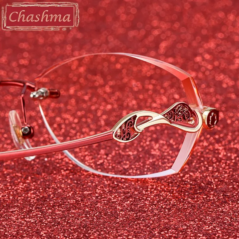 Chashma Women's Rimless Diamond Cut Titanium Oval Frame Eyeglasses 5023