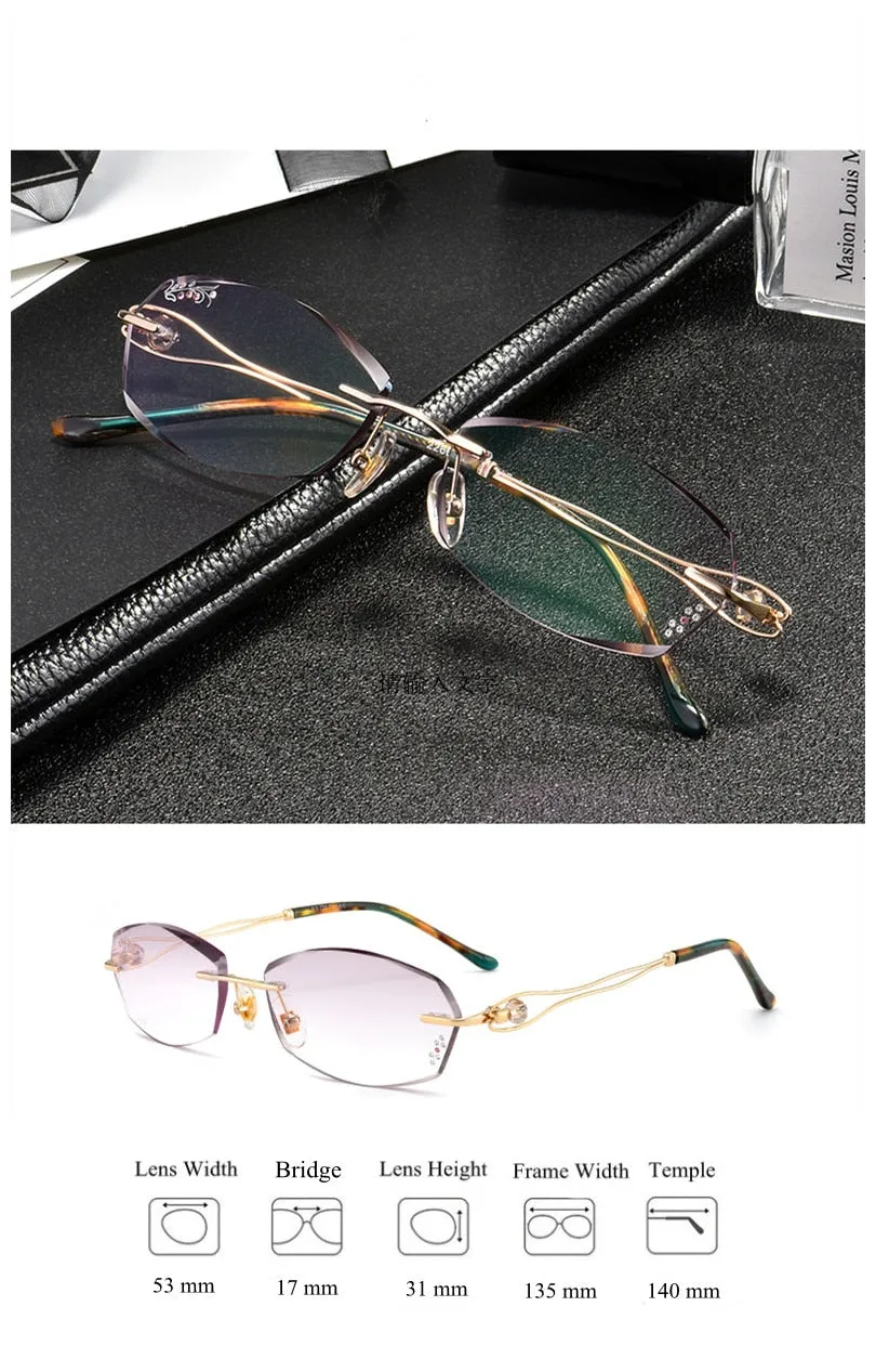 Chashma Women's Rimless Oval Rectangle Titanium Eyeglasses 2267