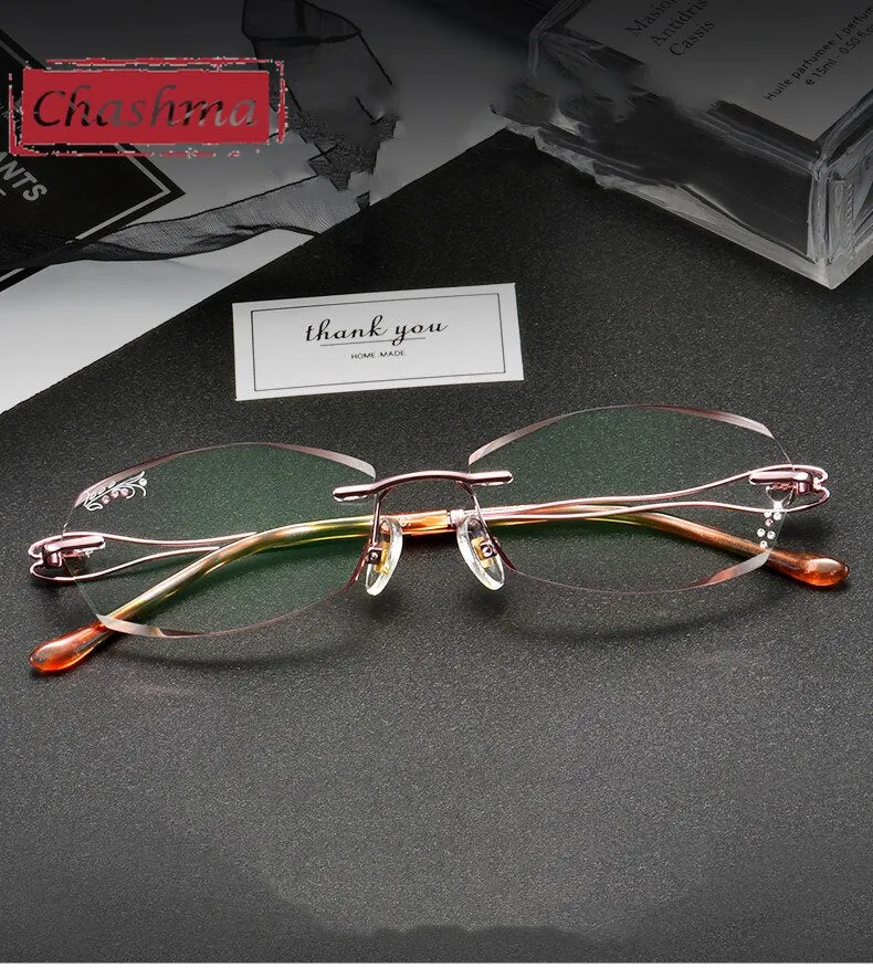 Chashma Women's Rimless Oval Rectangle Titanium Eyeglasses 2267