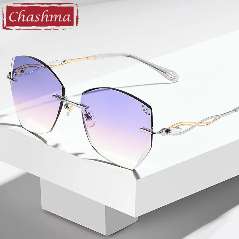 Chashma Women's Rimless Square Cat Eye Titanium Eyeglasses 88038
