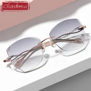 Chashma Women's Rimless Square Cat Eye Titanium Eyeglasses 88038