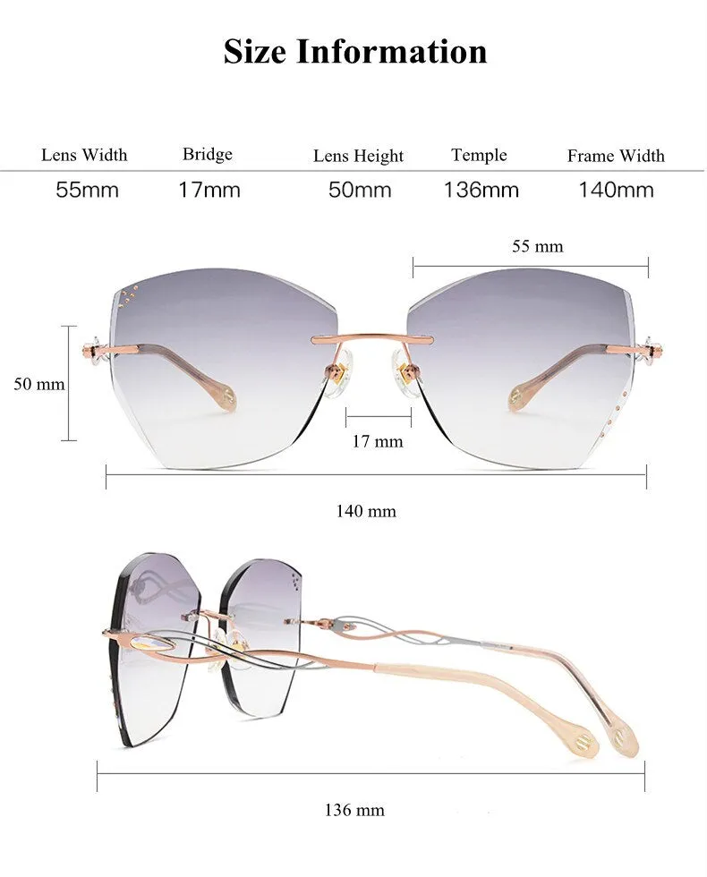 Chashma Women's Rimless Square Cat Eye Titanium Eyeglasses 88038