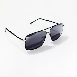 Chokore Sleek Rectangular Sunglasses with UV Protection (Black)