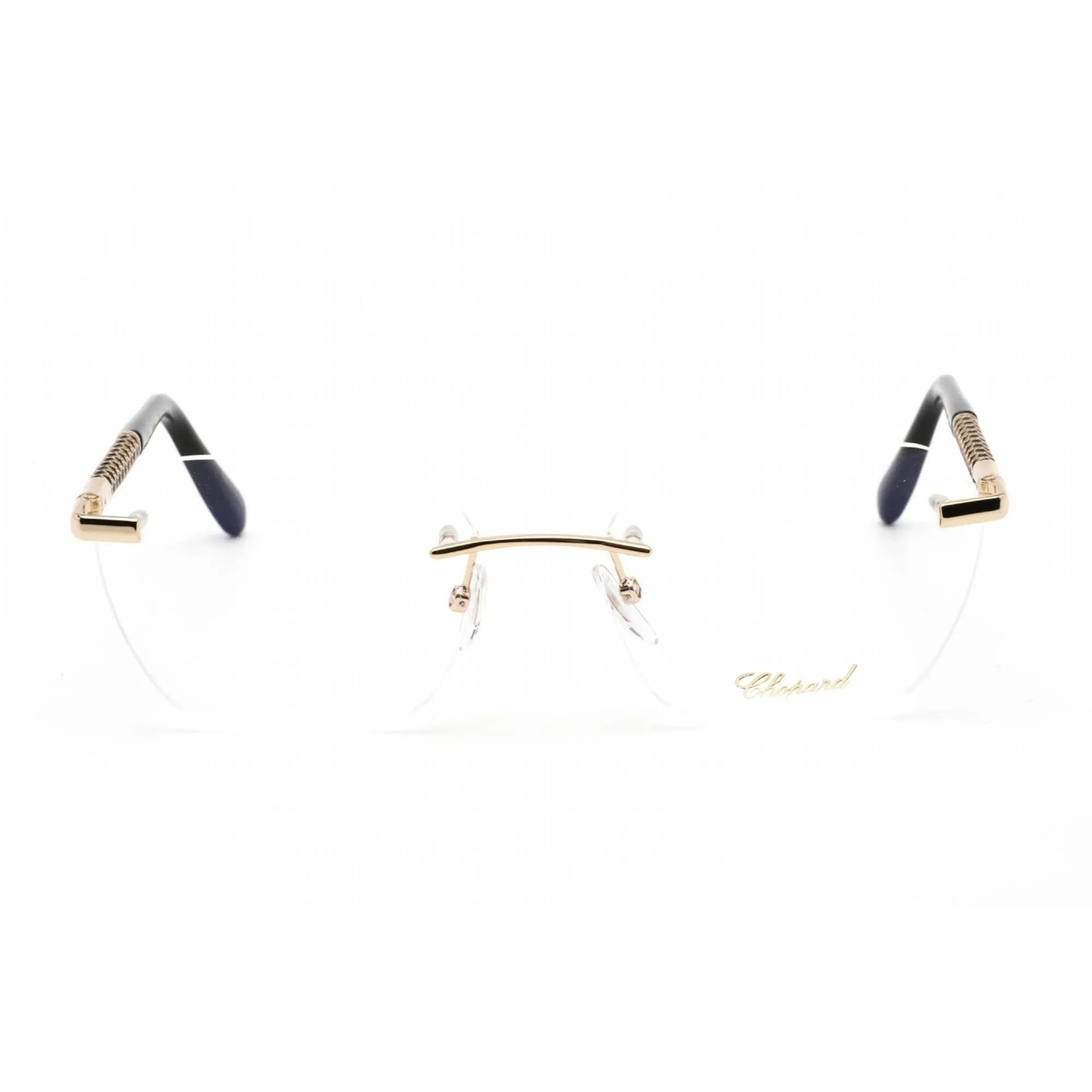 Chopard Men's Eyeglasses - Shiny Total Rose Gold and Black Metal Frame | VCHF47 0300