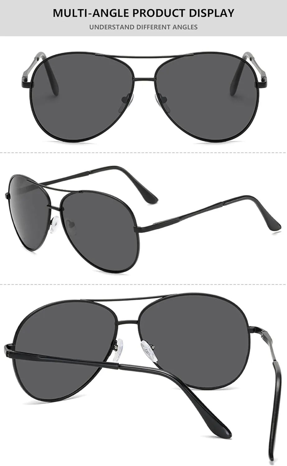 Classic Pilot Sunglasses for Women Men Polarized Aviator Military Style Spring Hinge Metal Sun Glasses