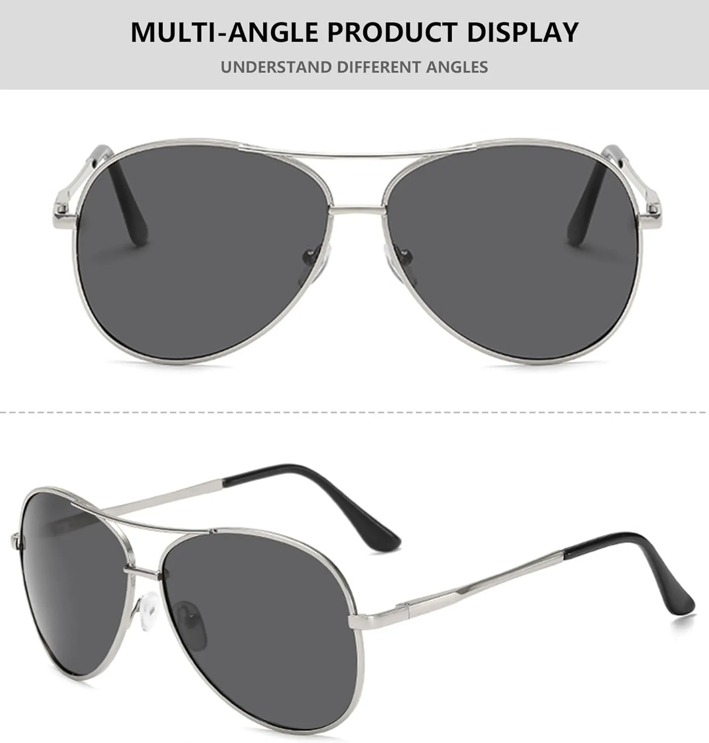 Classic Pilot Sunglasses for Women Men Polarized Aviator Military Style Spring Hinge Metal Sun Glasses