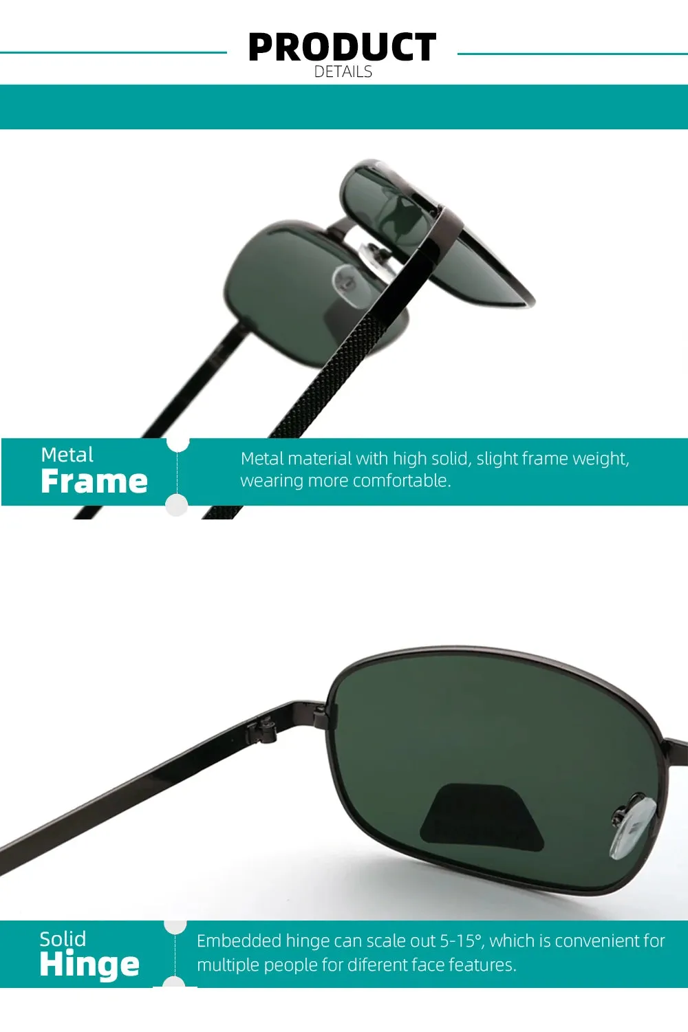 Classic Rectangle Polarized Retro Sunglasses