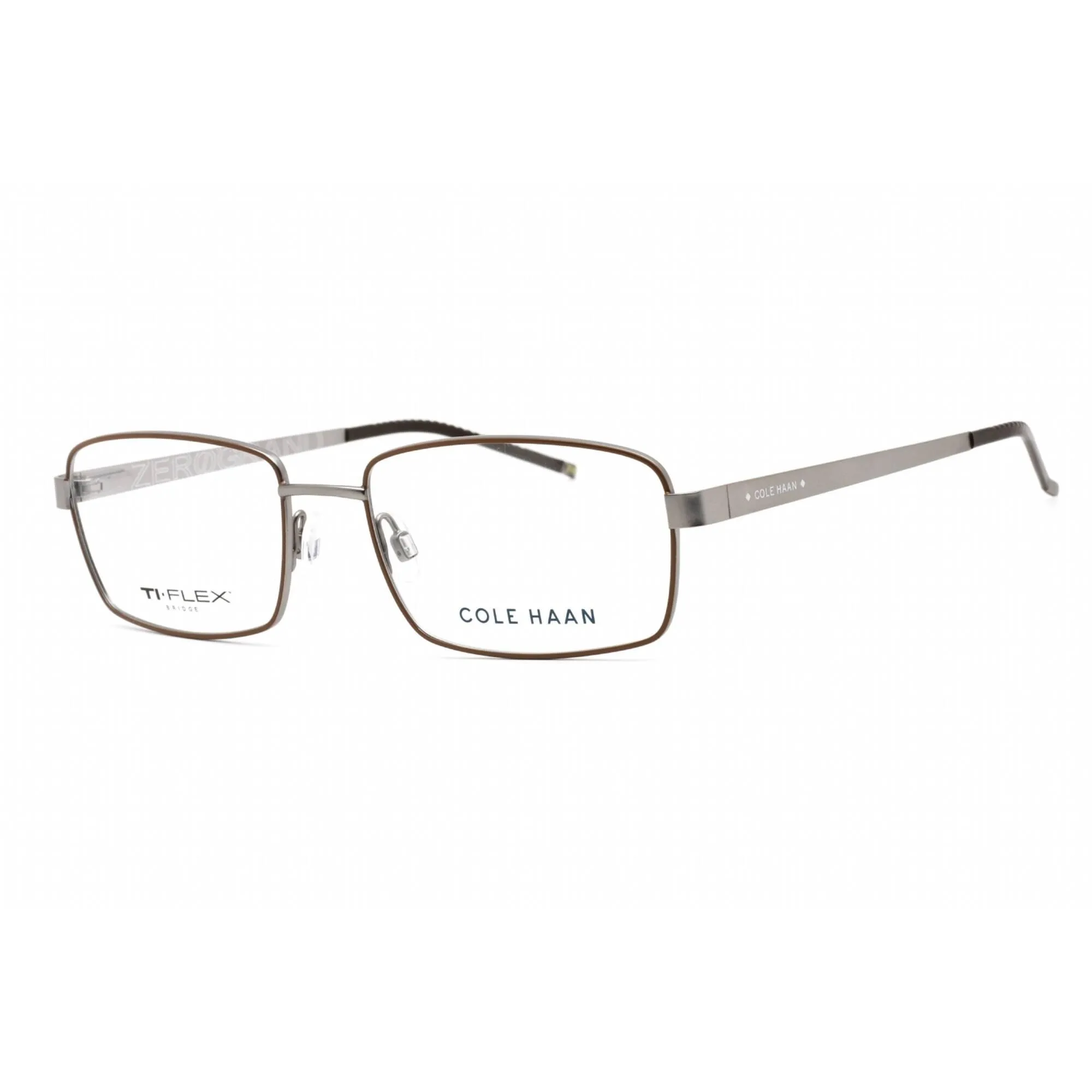 Cole Haan Men's Eyeglasses - Brown Rectangular Metal Frame Clear Lens | CH4013 210