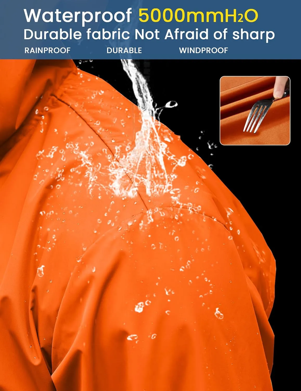 COOFANDY Men's Long Raincoat Ligtweight Rain Jacket Waterproof Outdoor Jackets with Hood