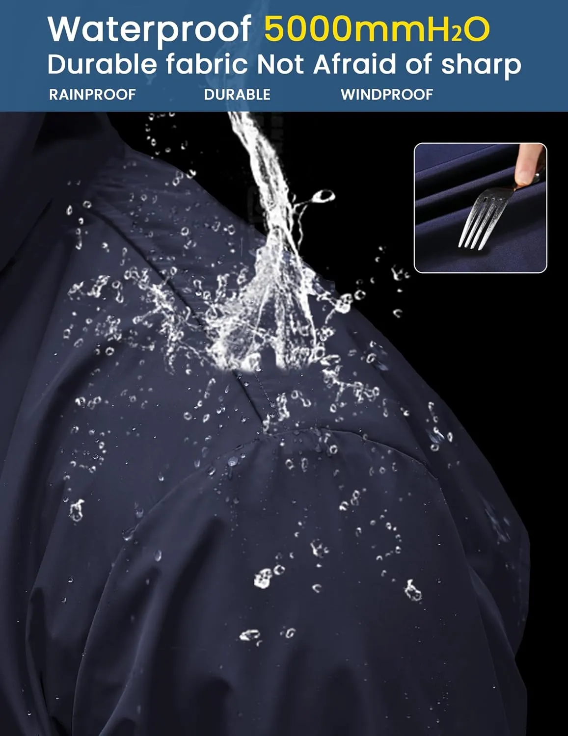 COOFANDY Men's Long Raincoat Ligtweight Rain Jacket Waterproof Outdoor Jackets with Hood