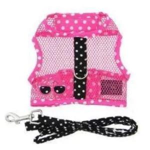 Cool Mesh Dog Harness - Pink Sunglasses & Black Polka Dot