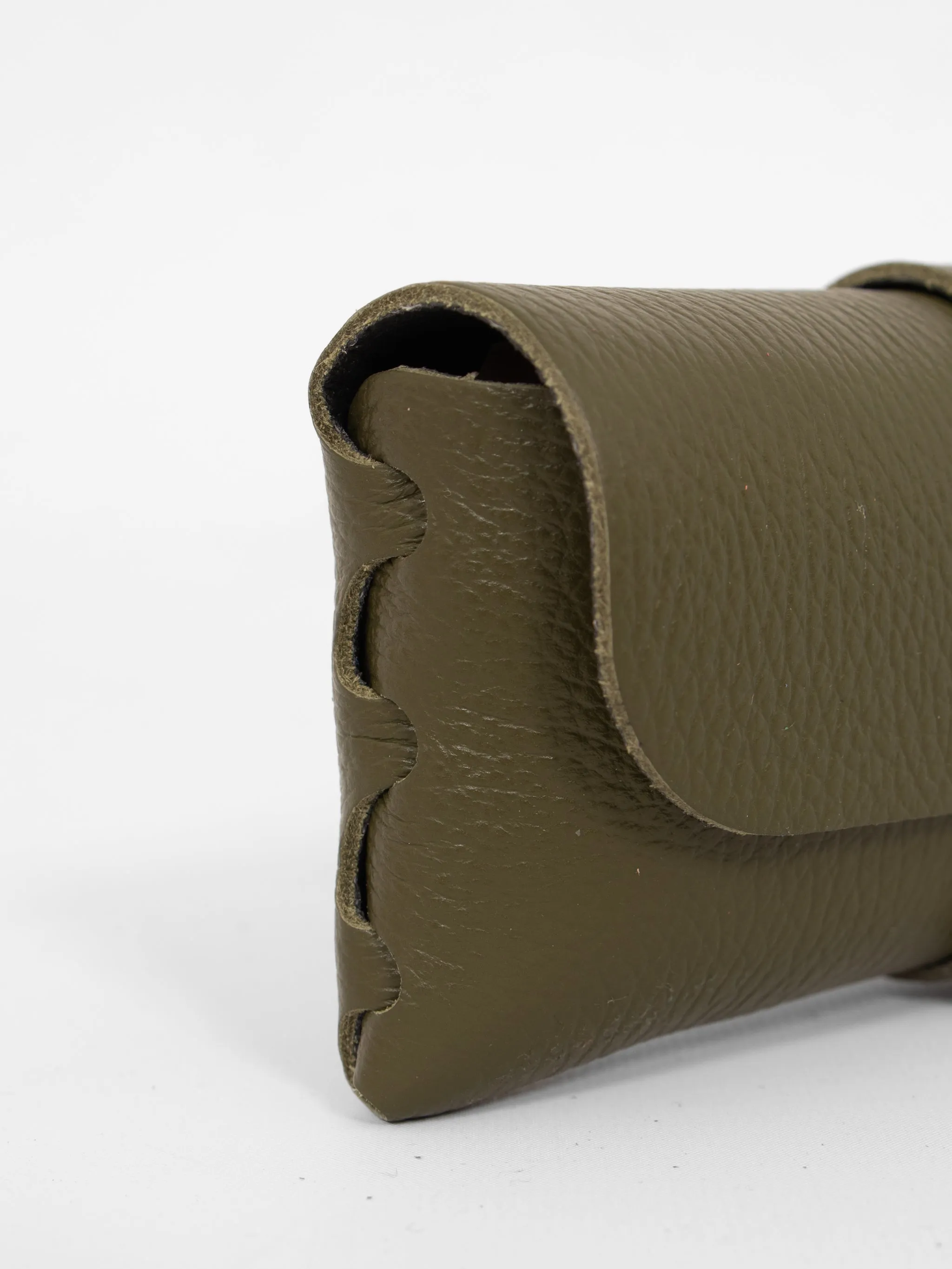 Cosima Italian Leather Sunglasses Case - Khaki, Pebbled