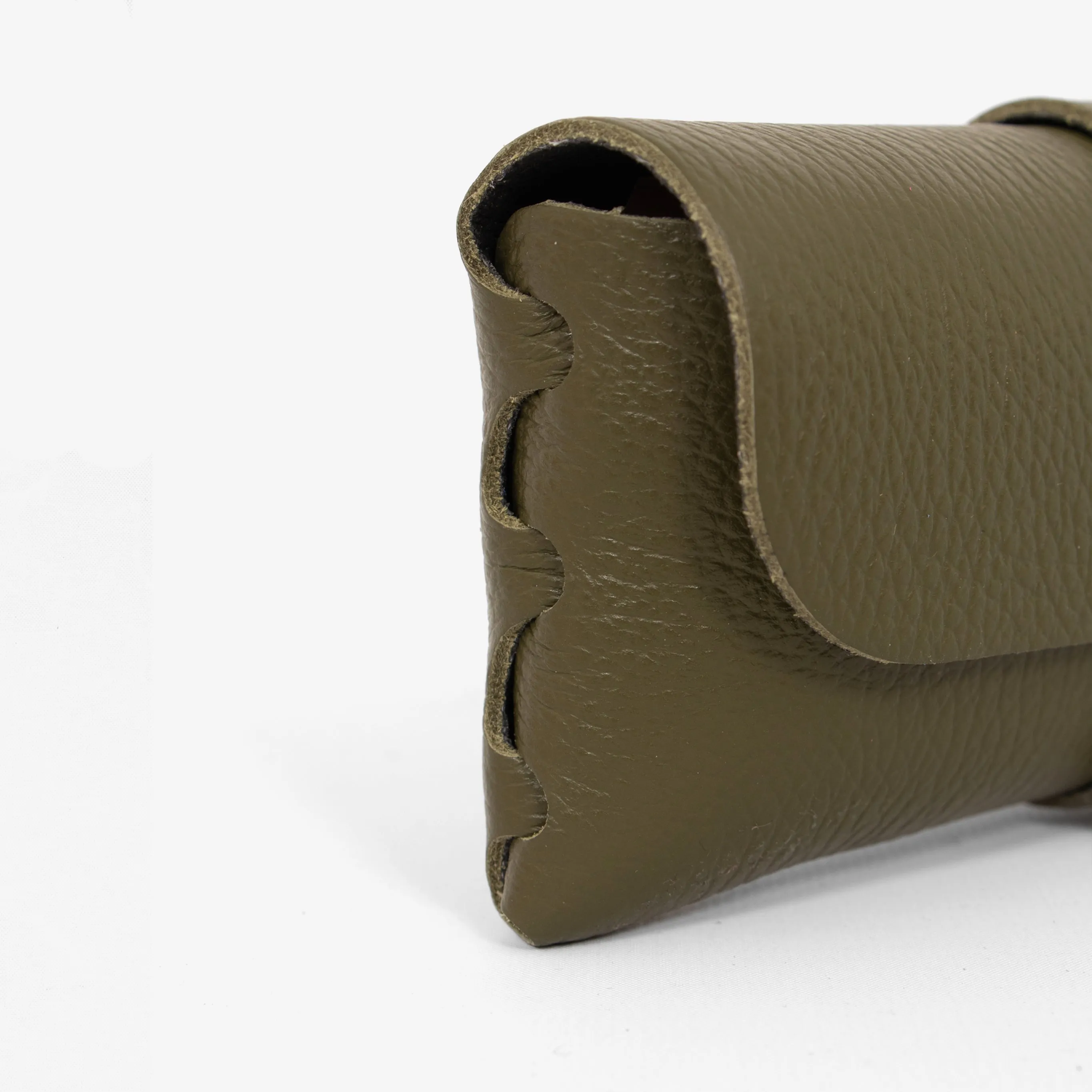 Cosima Italian Leather Sunglasses Case - Khaki, Pebbled