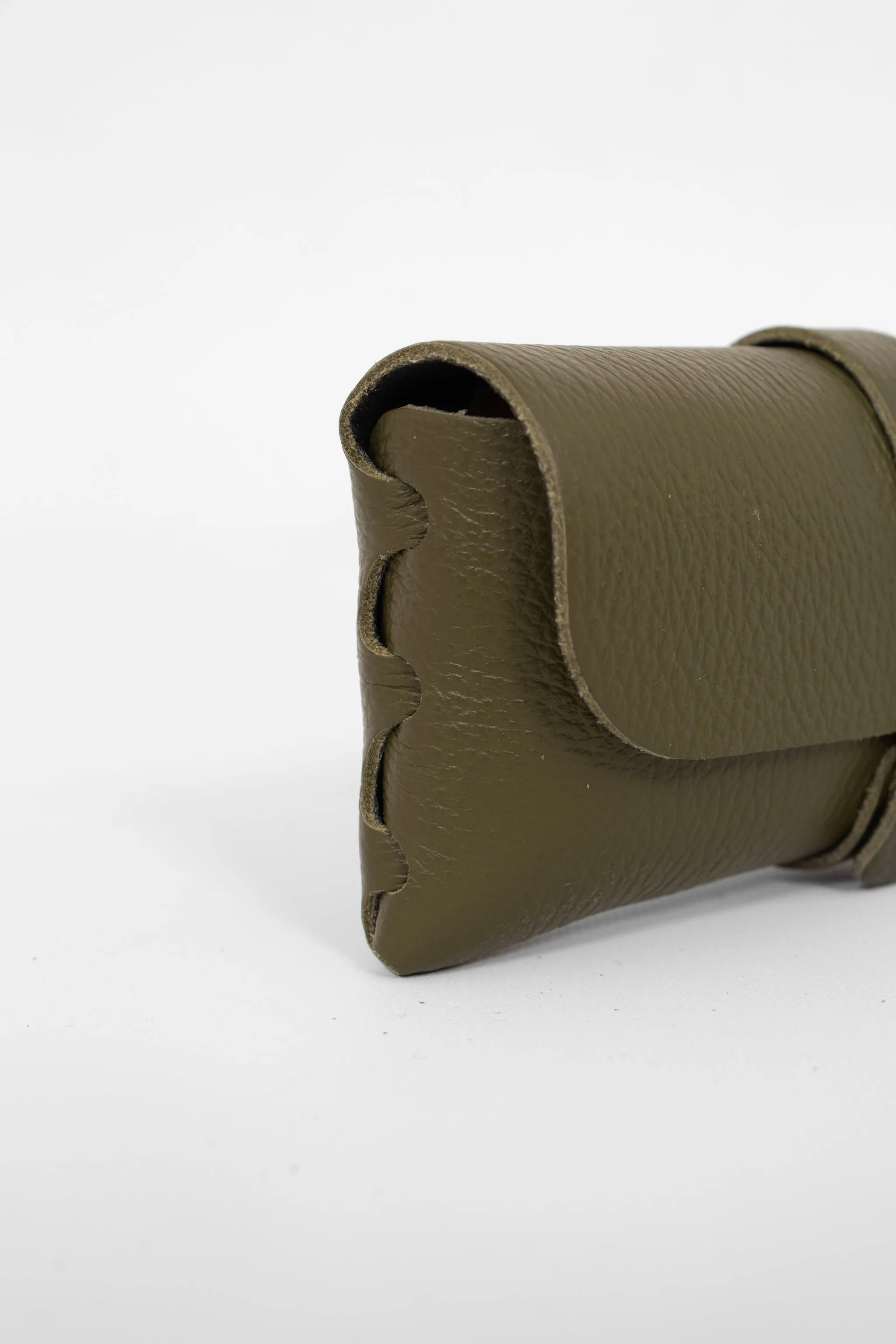 Cosima Italian Leather Sunglasses Case - Khaki, Pebbled