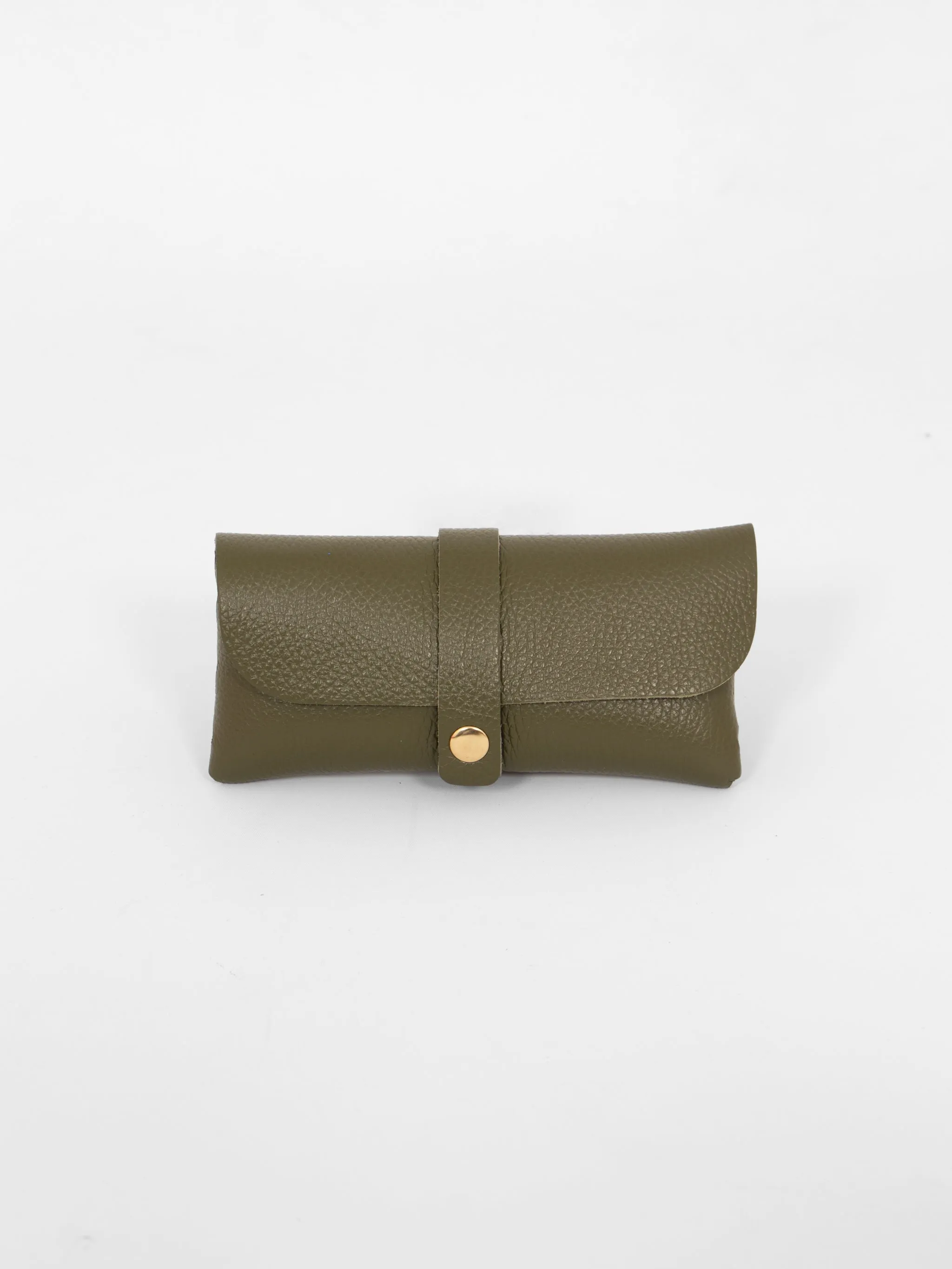 Cosima Italian Leather Sunglasses Case - Khaki, Pebbled
