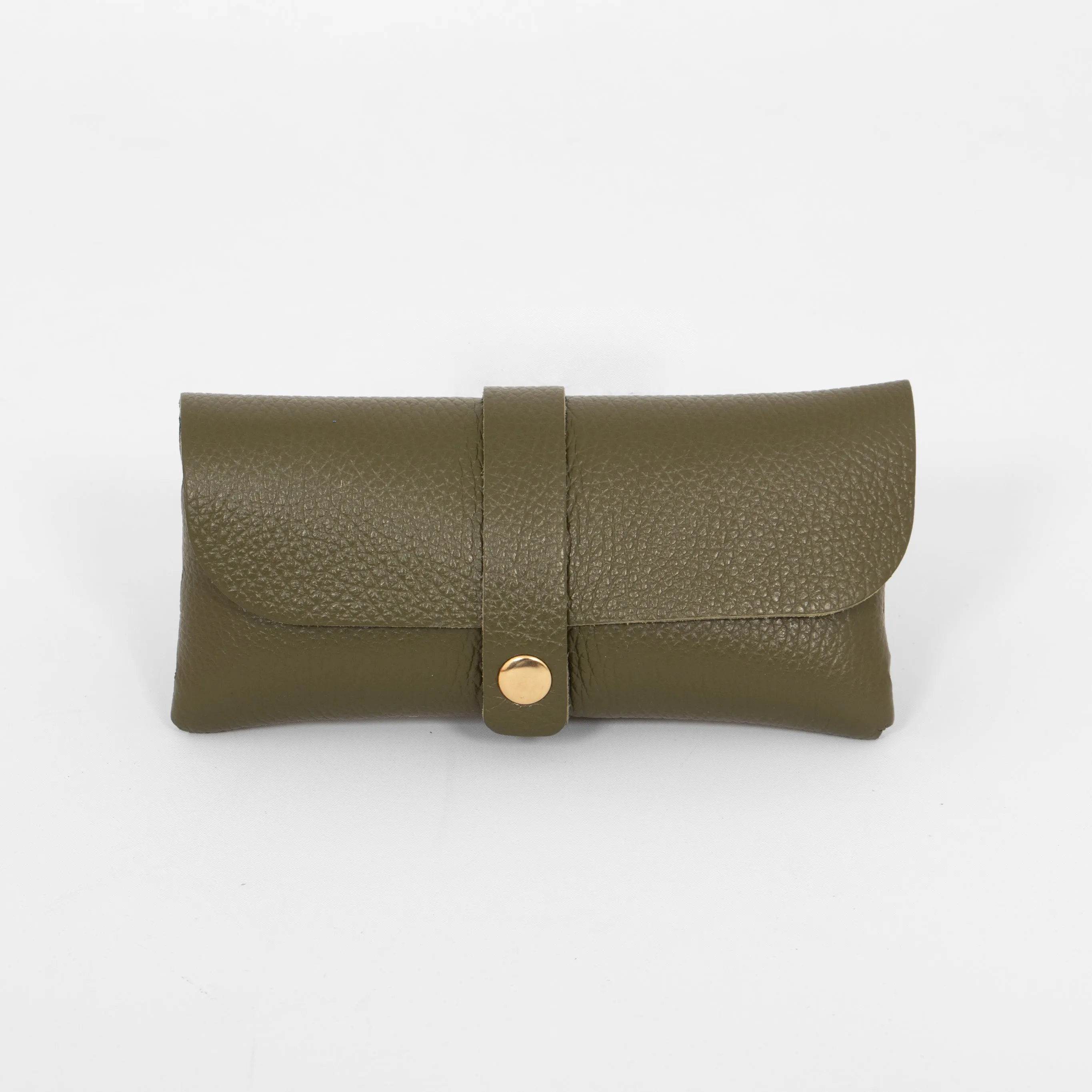 Cosima Italian Leather Sunglasses Case - Khaki, Pebbled