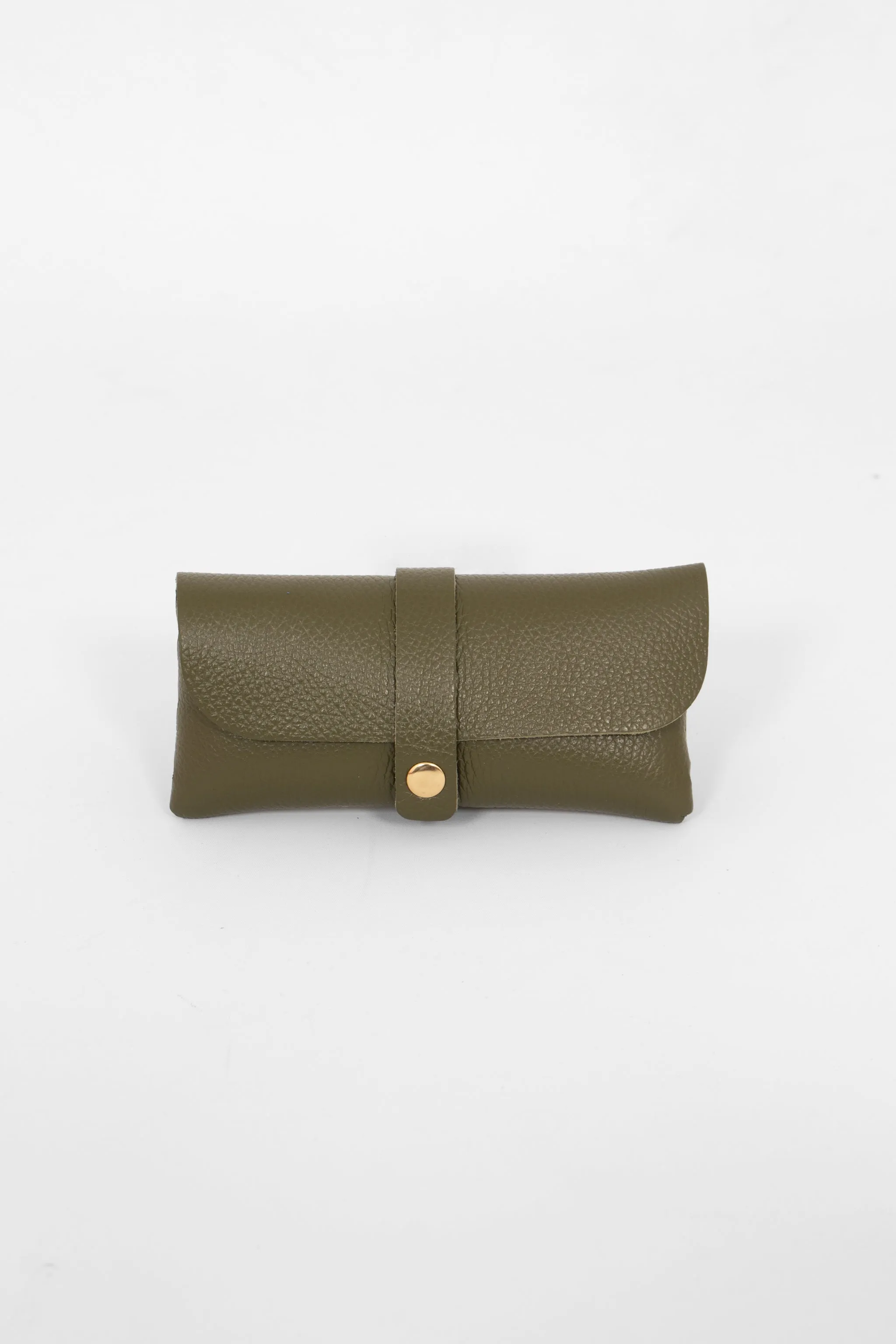 Cosima Italian Leather Sunglasses Case - Khaki, Pebbled