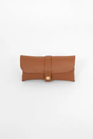 Cosima Italian Leather Sunglasses Case - Tan, Pebbled