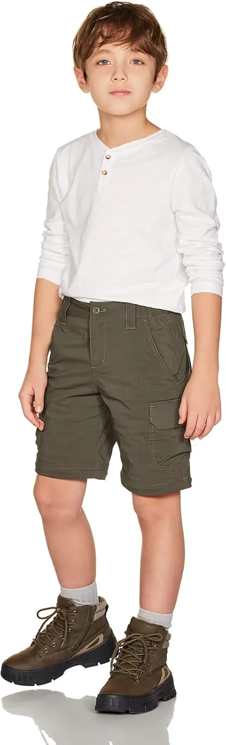 CQR Kids Youth Hiking Cargo Pants, UPF 50  Quick Dry Convertible Zip Off Pants, Outdoor Camping Pants