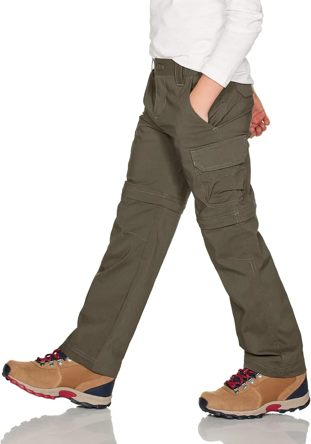 CQR Kids Youth Hiking Cargo Pants, UPF 50  Quick Dry Convertible Zip Off Pants, Outdoor Camping Pants