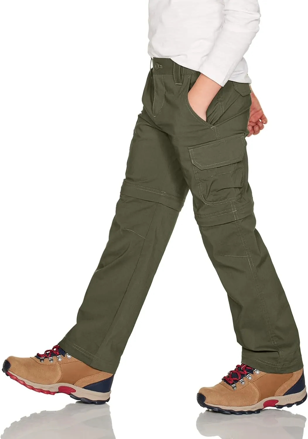 CQR Kids Youth Hiking Cargo Pants, UPF 50  Quick Dry Convertible Zip Off Pants, Outdoor Camping Pants